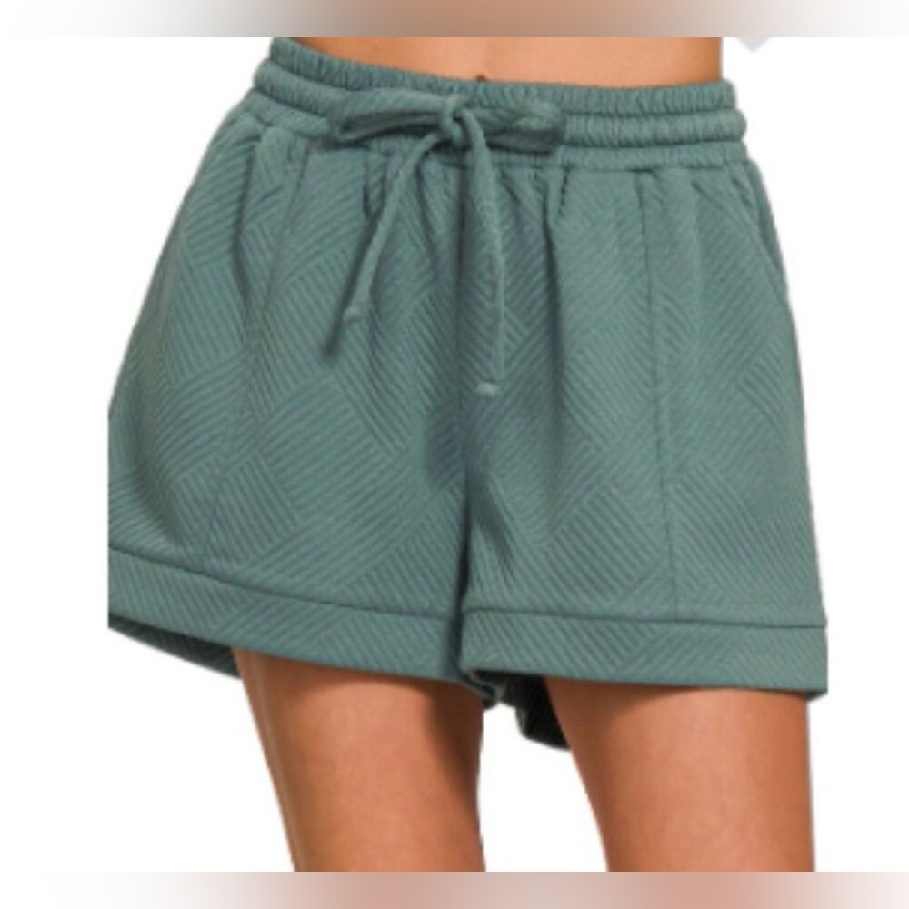 Zenana Green Ash Geometric Shorts